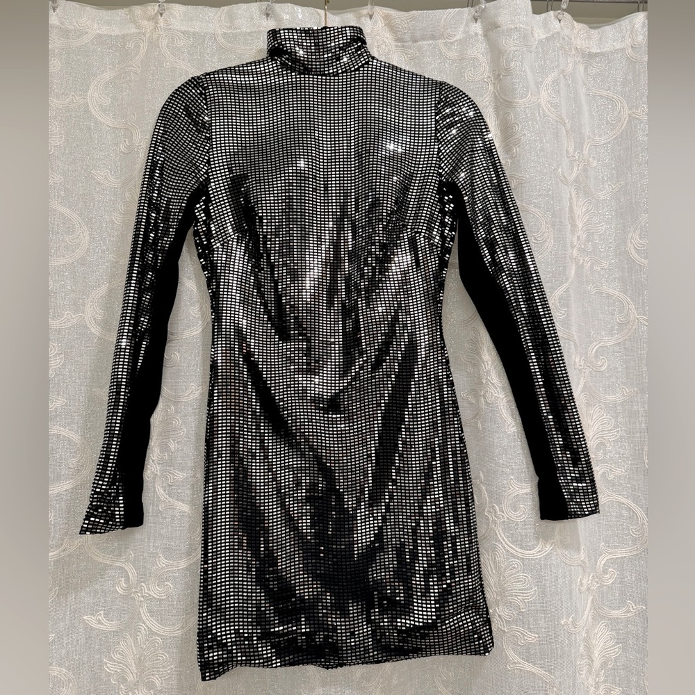 Metallic long sleeve dress